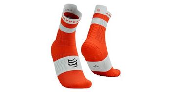 Calcetines compressport pro racing v4 0 run high naranja blanco