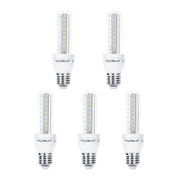 Aigostar - Pack de 5 Bombillas LED T3 2U de 8 watios, casquillo gordo (E27), 640 lumen y luz fria (6400K) [Clase de eficiencia energética A+]