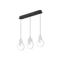 regleta led colgante carlota de 3 luces 51w 6500k 7140lm ip20 80-180x54x18cm color negro y blanco