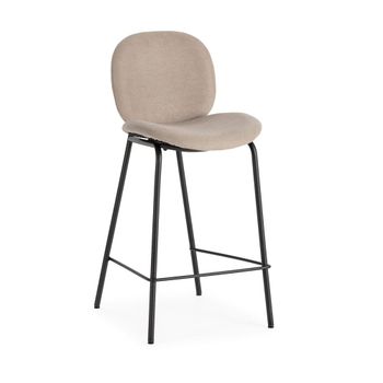 Lote de 2 sillas de bar de tela y metal h65cm - beige