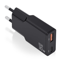cargador aisens gan ultra delgado 30w usb-c pd30 qc40 usb-a qc30