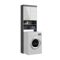 mueble de almacenamiento scott r lavadora r gris oscuro y blanco r 63x191x24 cm