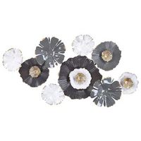 decoracion de pared de metal blanco gris dorado 90 x 49 cm flores arte moderno glamour potassium