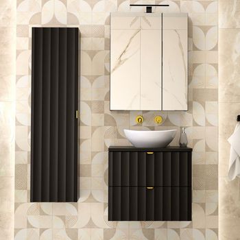 Conjunto de muebles con lavabo paneles de melamina y mdf negro