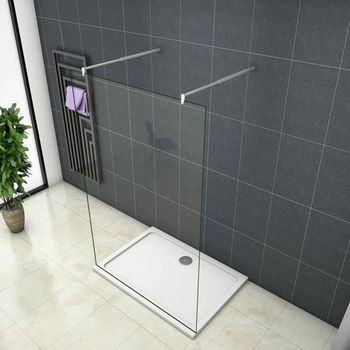 Aica Walkin Mampara Panel De Ducha 1 Hoja Vidrio Antical 8mm 47x200cm Con Dos Barras Ajustables 70-120cm