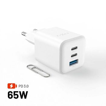 Cargador Fixed FIXCG65M-2C1A-WH 65W GaN 2x USB-C 1x USB-A Quick Charge