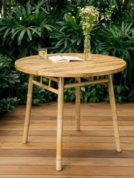 Mesa de comedor en madera de bambú d90