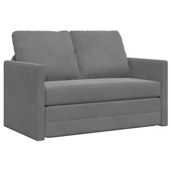 Sofá Cama | Sofá Convertible De Suelo 2 En 1 Terciopelo Gris Oscuro 122x204x55 Cm