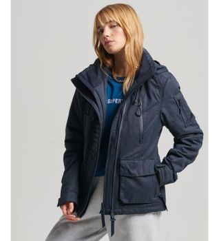 Superdry para mujer. W5011154A Chaqueta cortavientos SD-Wind de microfibra Ultimate marino (S), Casual, Poliéster