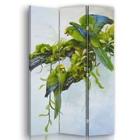 biombo loros verdes - separador de ambientes 110x150cm