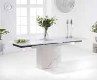 metropolis 160cm white extending marble dining table
