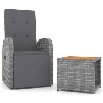 Juego Muebles Jardín 2 Piezas | Mobiliario De Jardín Madera Acacia Ratán Sintético Gris