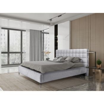 Cama Millio – Blanca – 160x200 Cm – Tela De Chenilla Rizada – Somier Incluido – Confort De Hotel 5 Estrellas