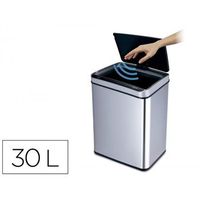 papelera metalica q-connect con sensor automatico capacidad 30 litros 500x240x330 mm