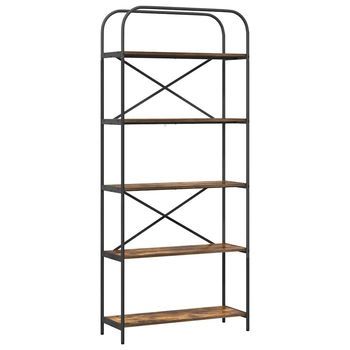 Estante De Libros 5 Niveles 80 X 30 X 183 Cm Roble Ahumado Vidaxl