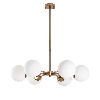 Lámpara De Techo Akkas-10080 Oro Cobrizo Metal Vidrio 73x73x35-72 Cm