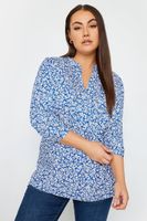 yours blusa azul de flores blancas con jaretas mujer curvy y tallas grandes yours