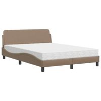 cama matrimonial  cama para adultos  cama con colchon cuero sintetico capuchino 140x190 cm