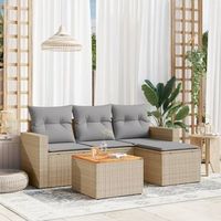 conjunto de sofas jardin con cojines 5 uds  mueble jardin mesa y sillas ratan sintetico beige cfw706664