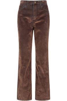 jeans de pierna recta en denim floqueado brown