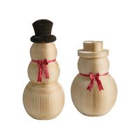 conjunto de 2 figuritas de munecos de nieve de papel con forma de panal origami decoracion navidena beige klaralven