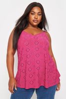 yours top fucsia de tirantes con bordados con calados mujer curvy y tallas grandes yours