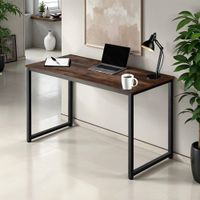 escritorio estilo industrial estructura de acero 120 cm madera oscura