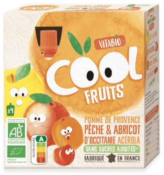 Vitabio Cool Fruits Manzana, Melocotón y Albaricoque 4x90 gr