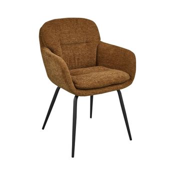Lote de 2 sillas de mesa de tela y metal - caramelo