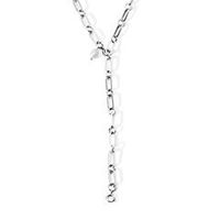 cadena de acero inoxidable en forma de y con perla de agua dulce para mujer