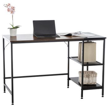 Escritorio Oviedo De Madera Con Estante Negro/marrón 60x120x76 Cm Clp