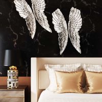 decoracion de pared alas en poliresina plateada h106