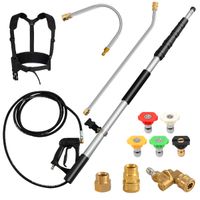 costway vara telescopica de 550 cm para hidrolavadoras con 5 boquillas de rociado 2 adaptadores acoplador giratorio y arnes de soporte negro