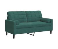 vidaxl sofa de 2 plazas con cojines terciopelo verde oscuro 140 cm