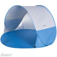 aktive - paravientos playa plegable sistema pop up color azul 148x148x90 cm tejido poliester revestimiento interior plateado proteccion uv50 2 varillas fibra de vidrio incluye 4 piquetas