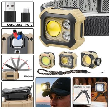 Nuevo Faro COB multifuncional para acampar al aire libre, mantenimiento de emergencia, soporte LED, luz de trabajo