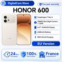 honor 600 5g smartphone version eu snapdragon 7 gen4 pantalla amoled de 657r 6400mah 80w supercharge 8gb256gb512gb camara ultra nocturna con ia de 200mp diseno unibody de metal nfc ip68
