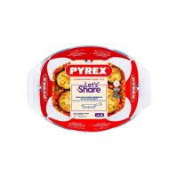 pyrex lets share set de 4 fuentes de vidrio borosilicato ovaladas con asas 35 x 24 cm aptas para horno hasta 300 c microondas y congelador