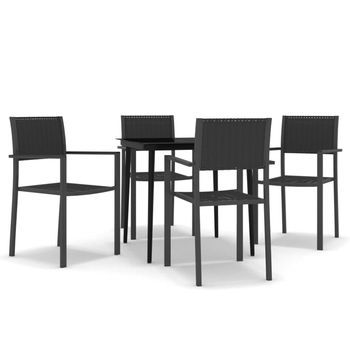 Juego De Comedor Para Jardín 5 Uds | Conjunto Mueble Jardin Mesa Y Sillas Negro