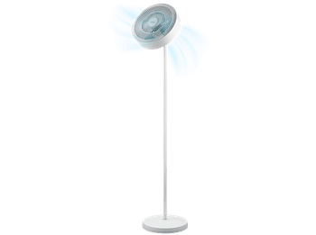 Ventilador de pie - Cecotec EnergySilence FanLamp, 36 W DC, Aro luz LED 3 tonos, Salida aire reversible, giro 360°, Táctil, mando, 9 modos, Blanco