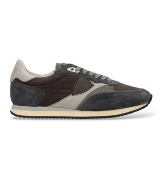 Philippe Model para hombre. BVLU Zapatillas de Piel Blville Low gris, marrón (43), Plano, Cordones, Casual