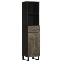 mueble de bano de madera maciza de mango negro 38x33x160 cm vidaxl