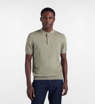 Harmont & Blaine para hombre. HRQ422030990 Polo de punto con efecto tweed verde (S), Casual, Algodón, Manga corta