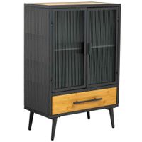 vitrina de metal madera y vidrio 1 cajon 61x32x905h cm - negro