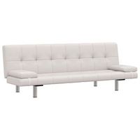 sofa cama con dos cojines cuero artificial ajustable crema 168 x 77 x 615  64  66 cm vidaxl