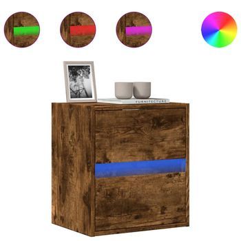 Mueble De Tv De Pared Con Luces Led Roble Ahumado 41x31x45 Cm Vidaxl