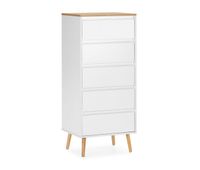 comoda alta desi 5 cajones color blanco