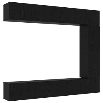 Juego De Mueble Para Tv | Muebles De Salón De 5 Uds Montado En La Pared De Roble Negro Cfw32043