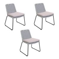 silla de jardin de mimbre balero gris claro - lote de 3
