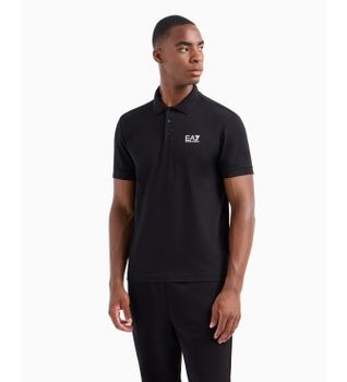 EA7 para hombre. 8NPF14_PJVQZ Polo Core identity de algodón elástico negro (M), Casual, Manga corta